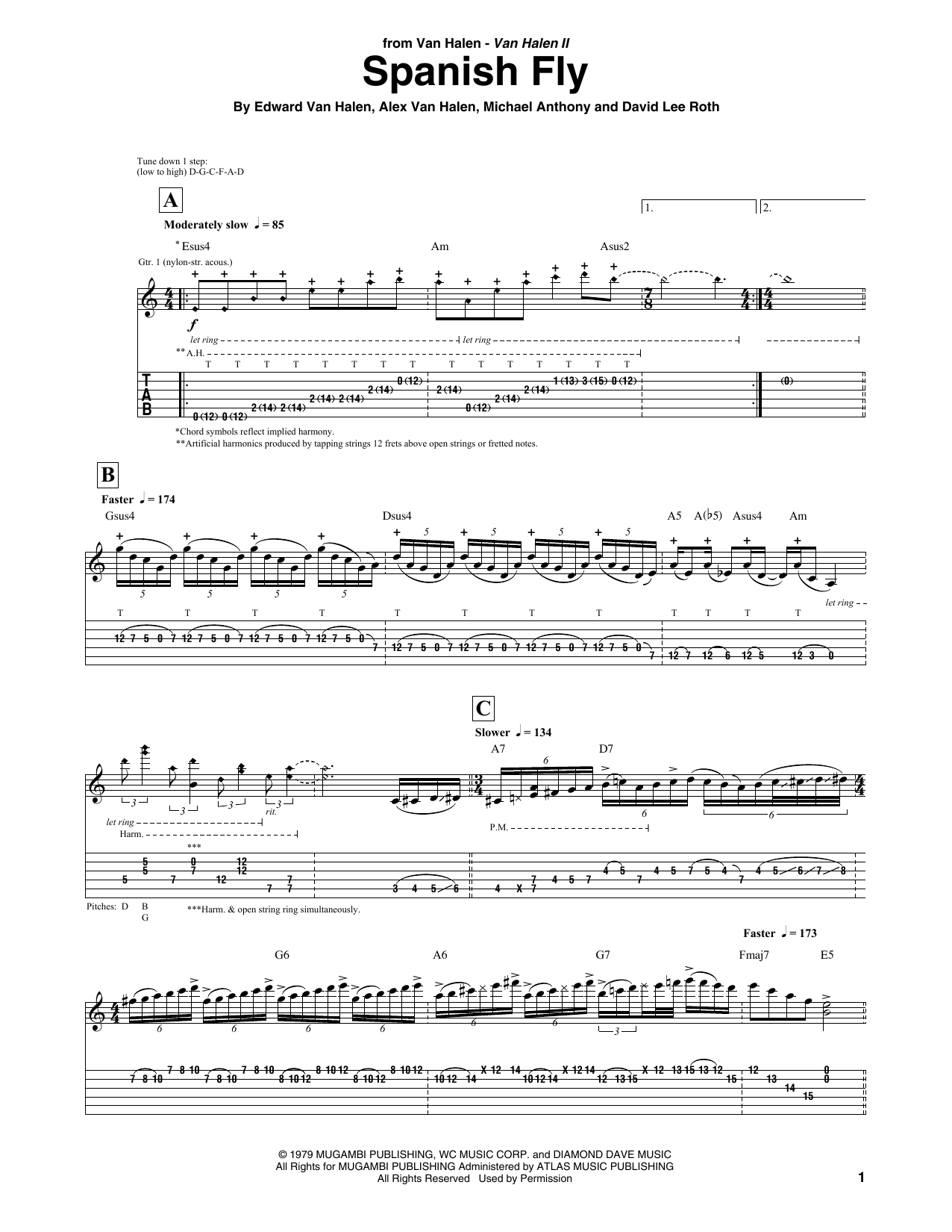 Download Van Halen Spanish Fly Sheet Music and learn how to play Guitar Tab PDF digital score in minutes