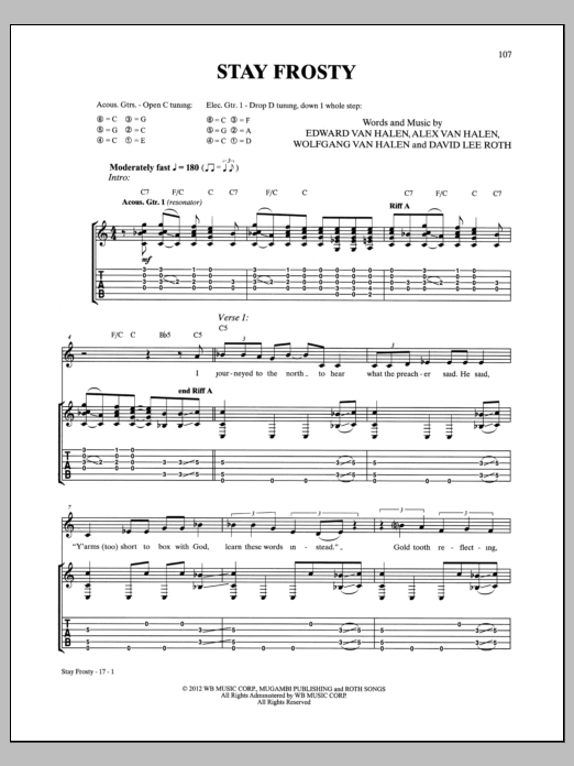 Download Van Halen Stay Frosty Sheet Music and learn how to play Guitar Tab PDF digital score in minutes