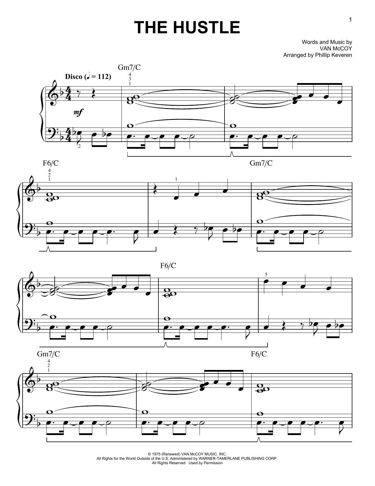 Download Van McCoy & The Soul City Symphony The Hustle (arr. Phillip Keveren) Sheet Music and learn how to play Easy Piano PDF digital score in minutes