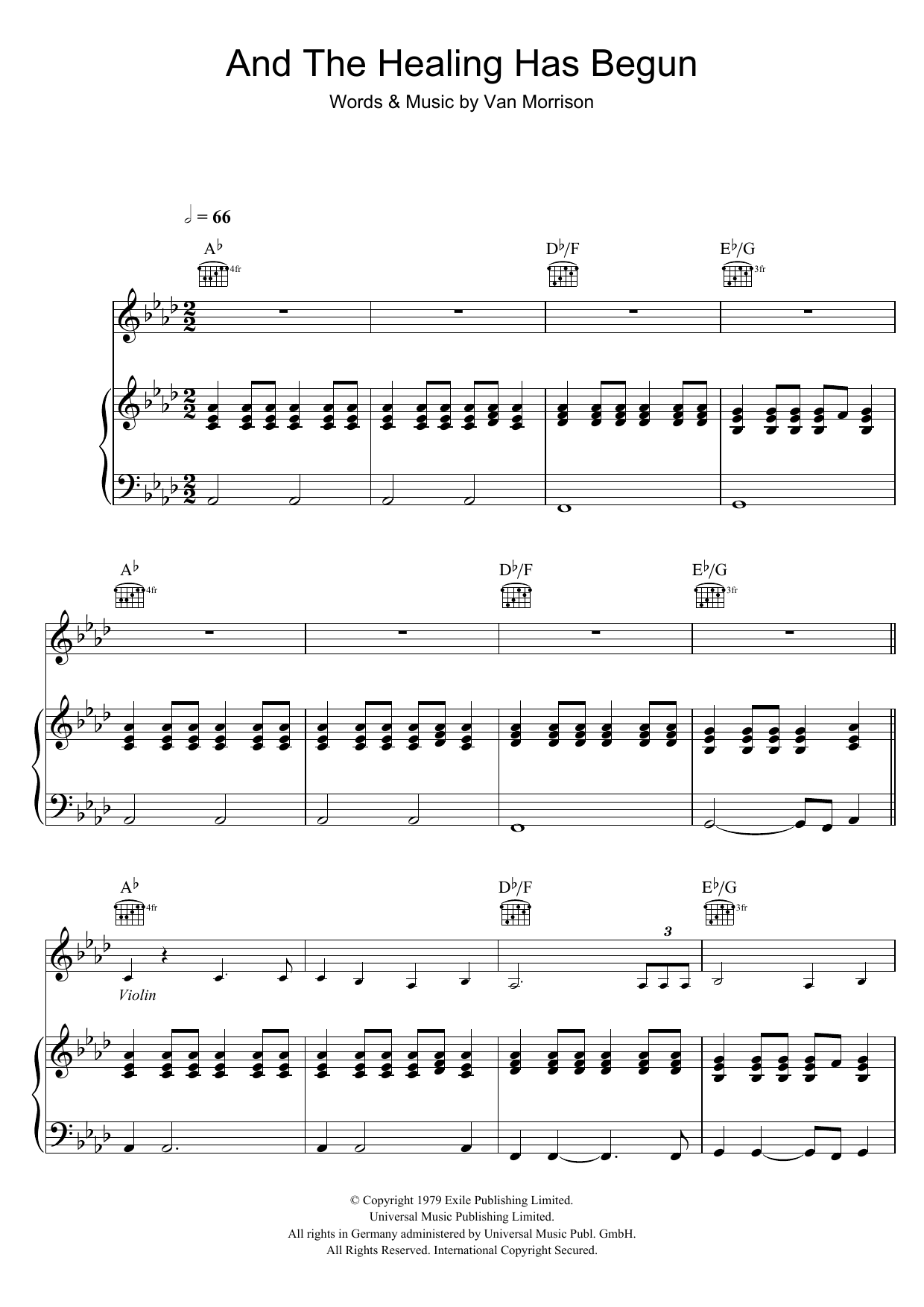 Download Van Morrison And The Healing Has Begun Sheet Music and learn how to play Piano, Vocal & Guitar PDF digital score in minutes