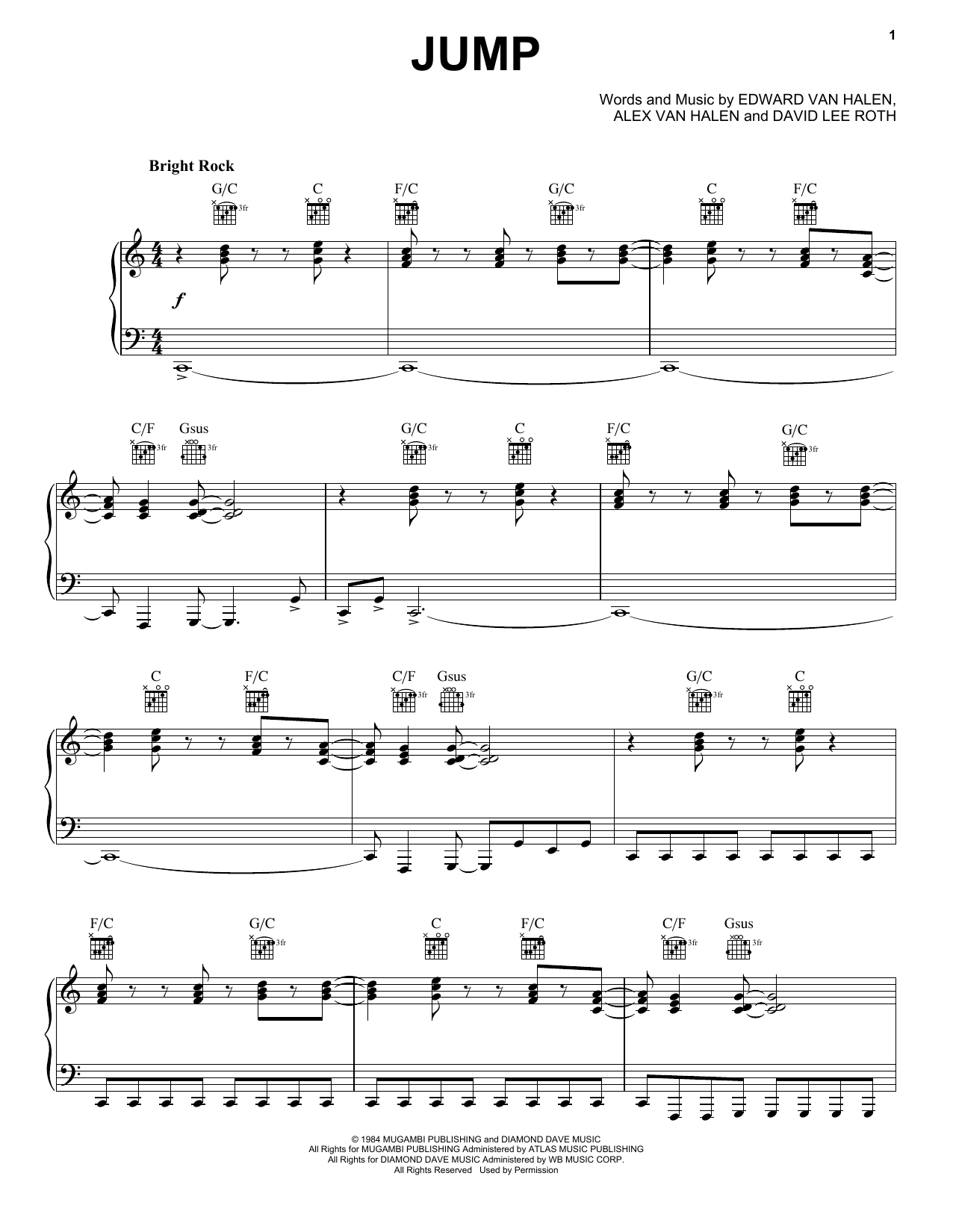 Van Halen Jump Sheet Music Notes Download Printable PDF Score 52211