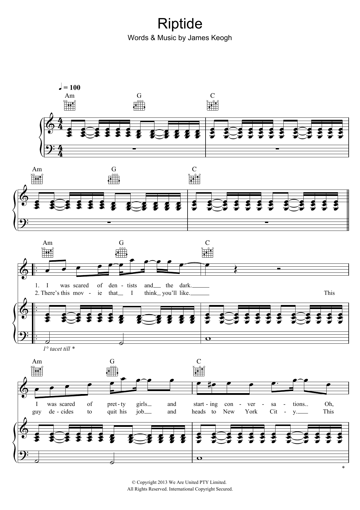 Download Vance Joy Riptide Sheet Music and learn how to play Violin Duet PDF digital score in minutes