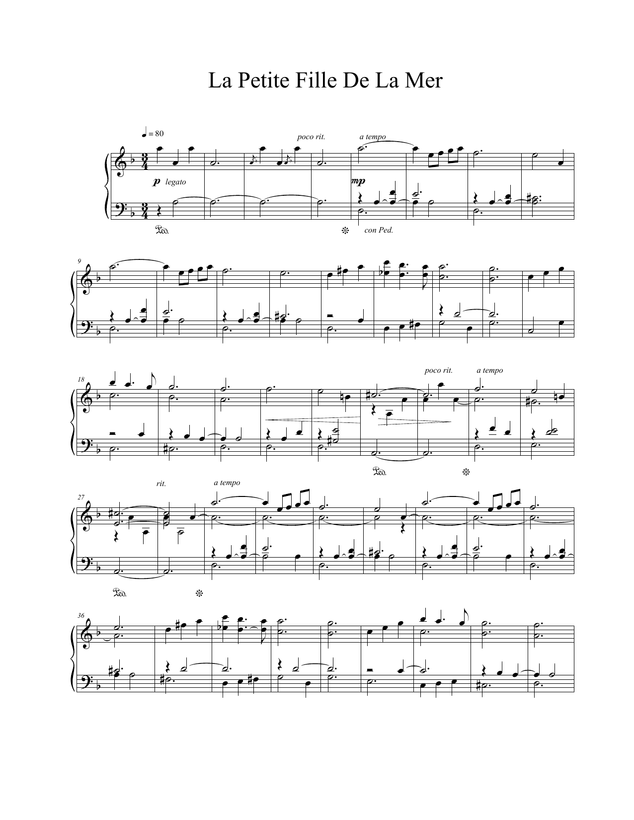 Download Vangelis La Petite Fille De La Mer Sheet Music and learn how to play Piano Solo PDF digital score in minutes