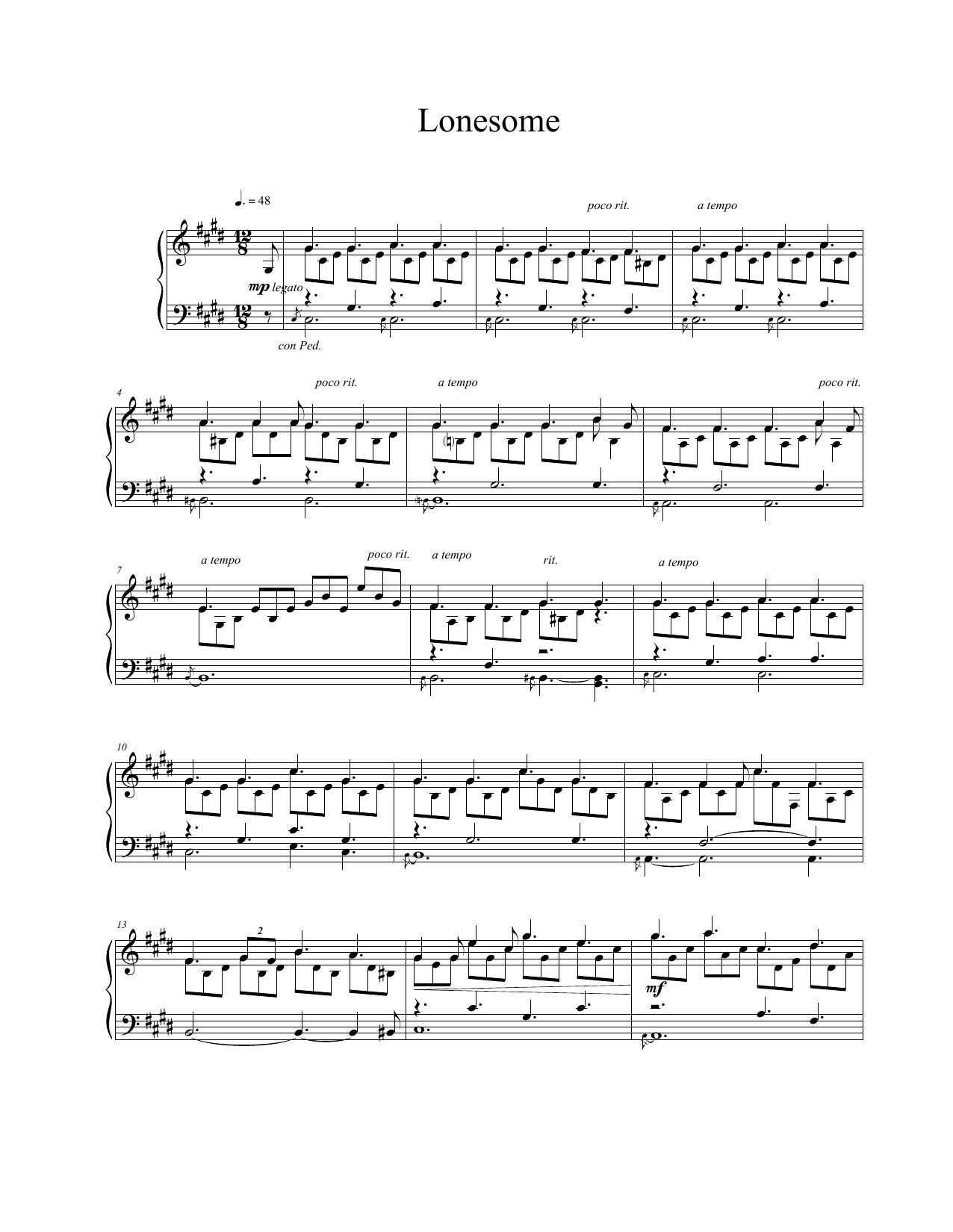 Download Vangelis Lonesome Sheet Music and learn how to play Piano Solo PDF digital score in minutes