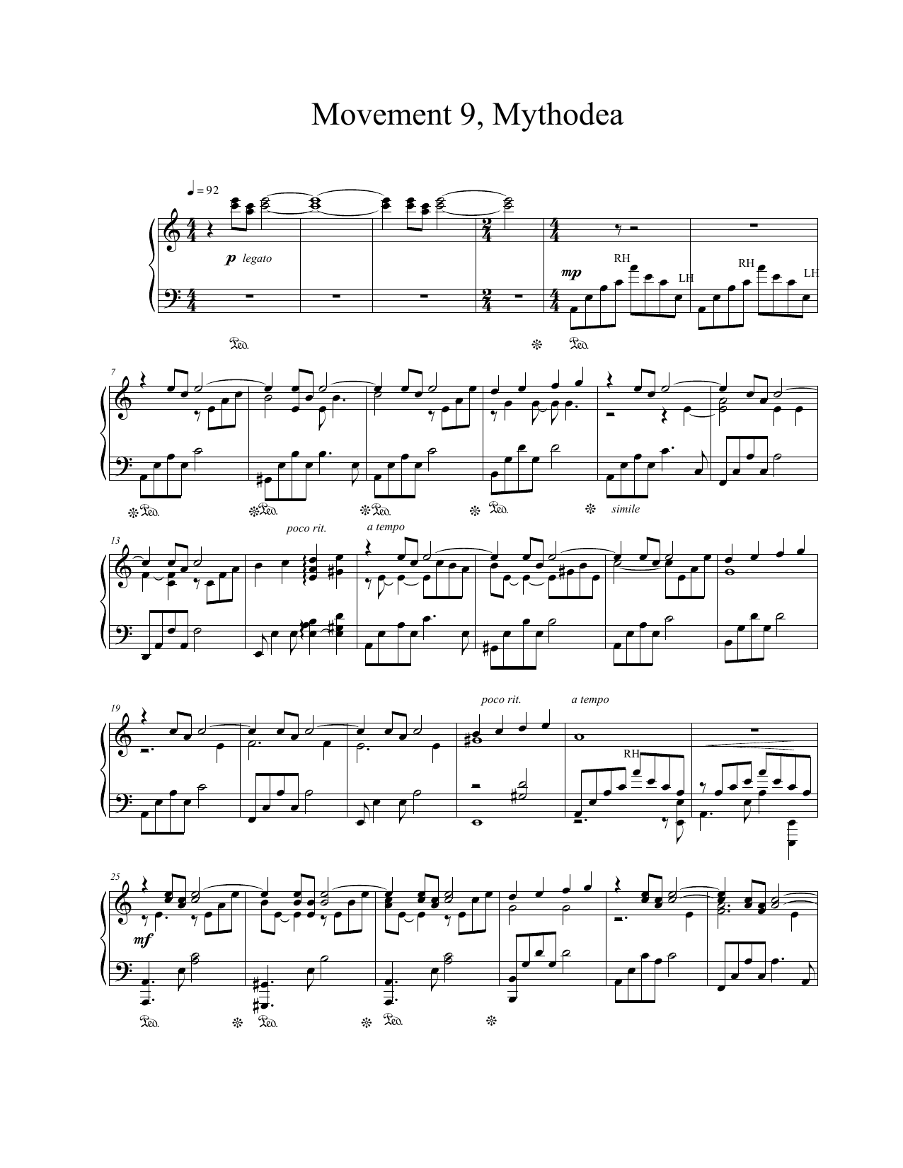 Download Vangelis Movement 9, Mythodea Sheet Music and learn how to play Piano Solo PDF digital score in minutes