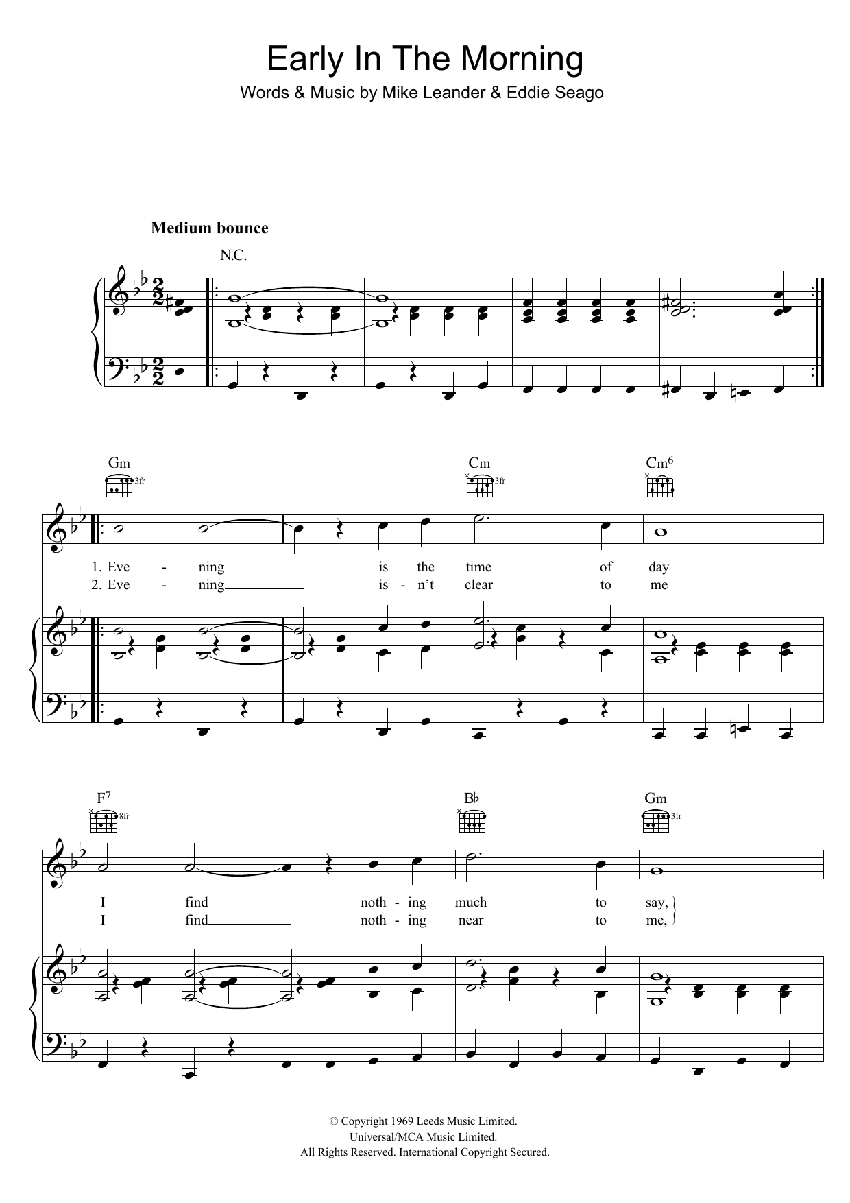 Download Vanity Fair Early In The Morning Sheet Music and learn how to play Piano, Vocal & Guitar (Right-Hand Melody) PDF digital score in minutes