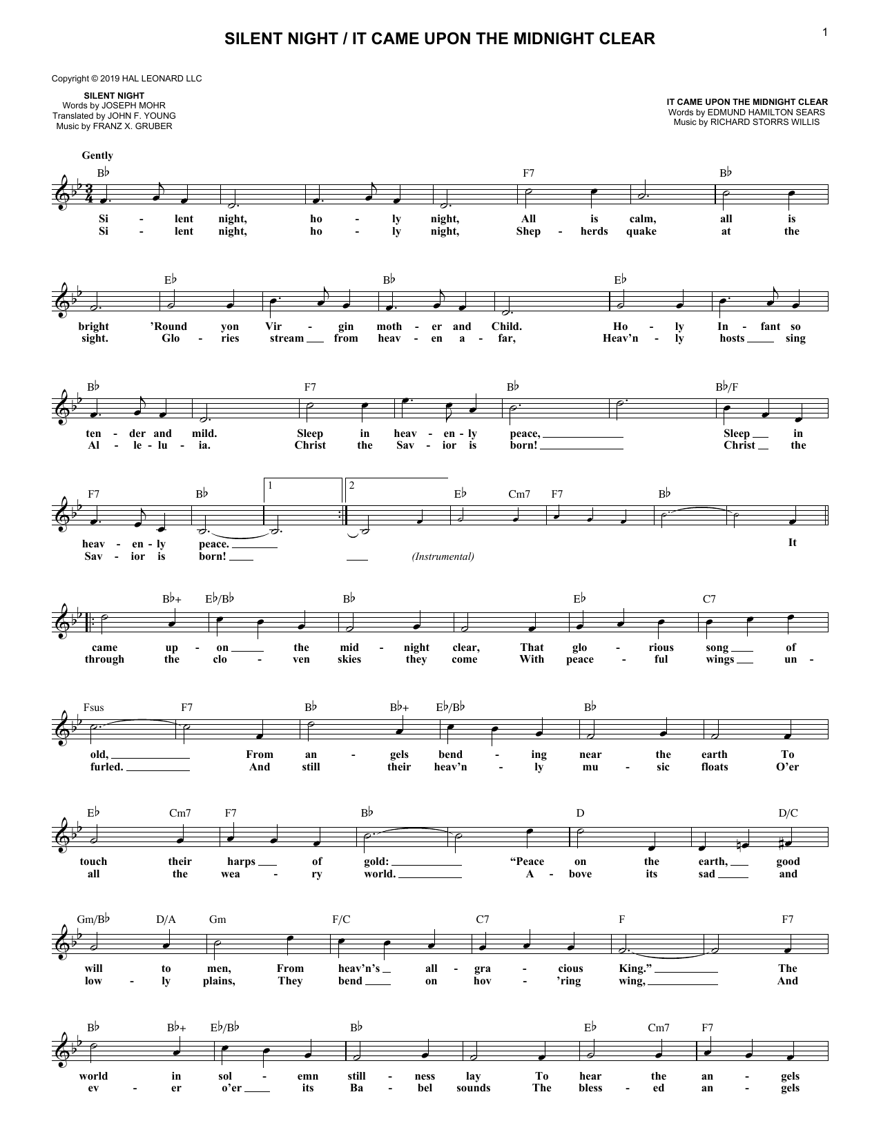 Download Various Artists Silent Night / It Came Upon the Midnight Clear Sheet Music and learn how to play Piano Solo PDF digital score in minutes
