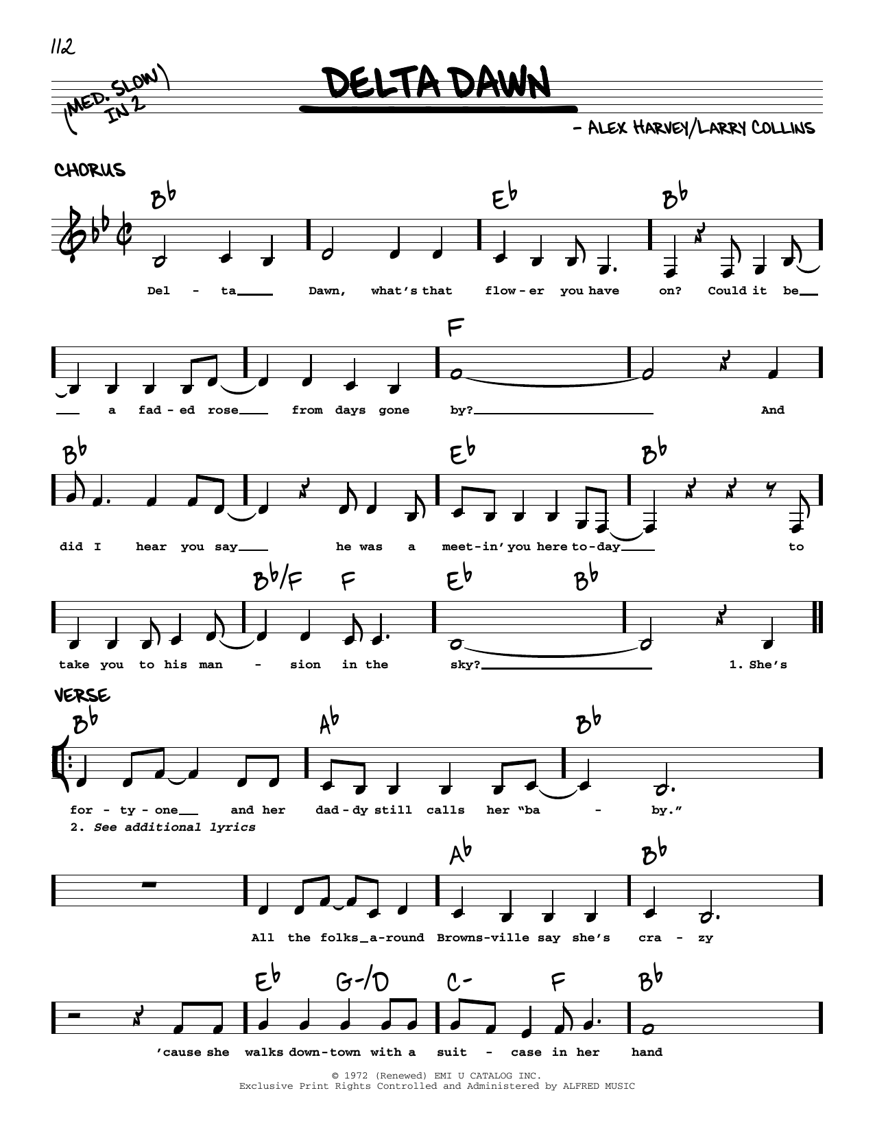 Download Various Delta Dawn Sheet Music and learn how to play Real Book – Melody, Lyrics & Chords PDF digital score in minutes