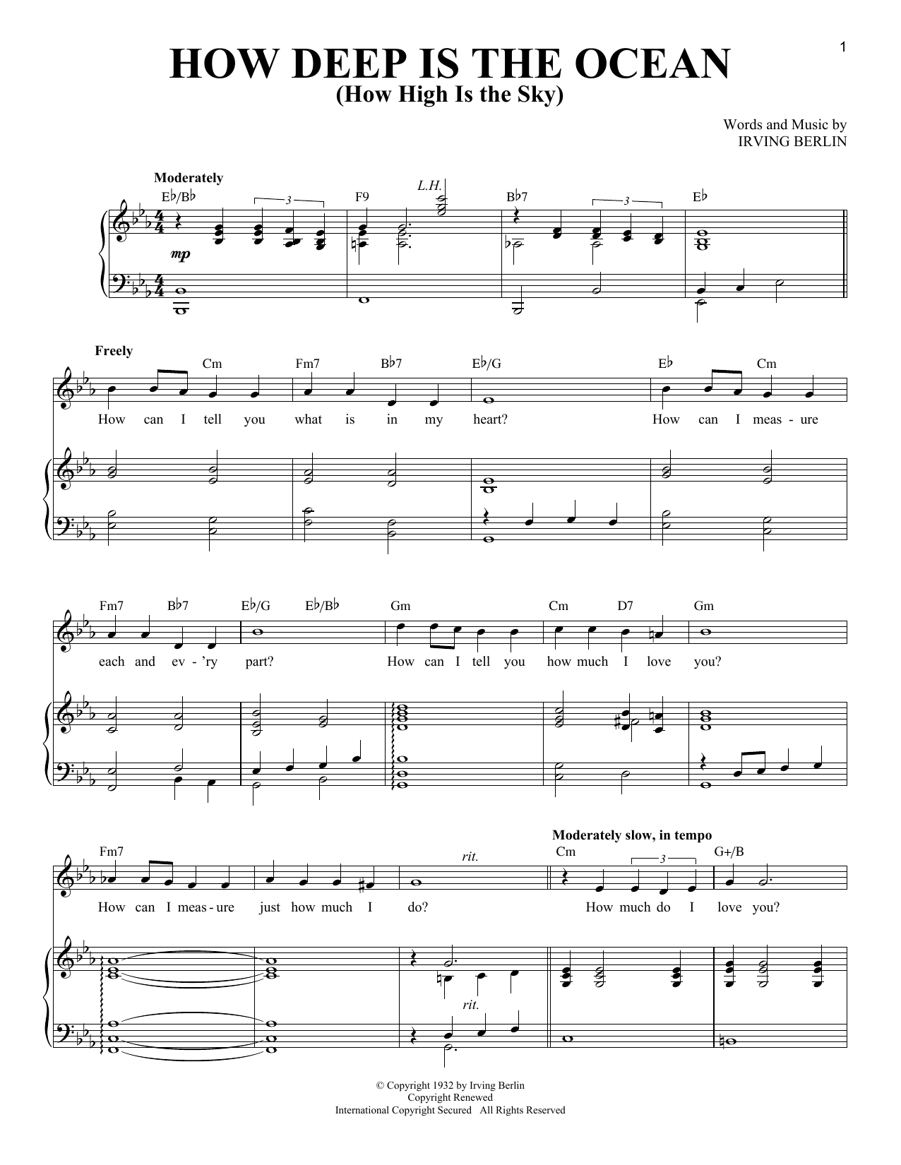 Download Various How Deep Is The Ocean (How High Is The Sky) Sheet Music and learn how to play Piano & Vocal PDF digital score in minutes