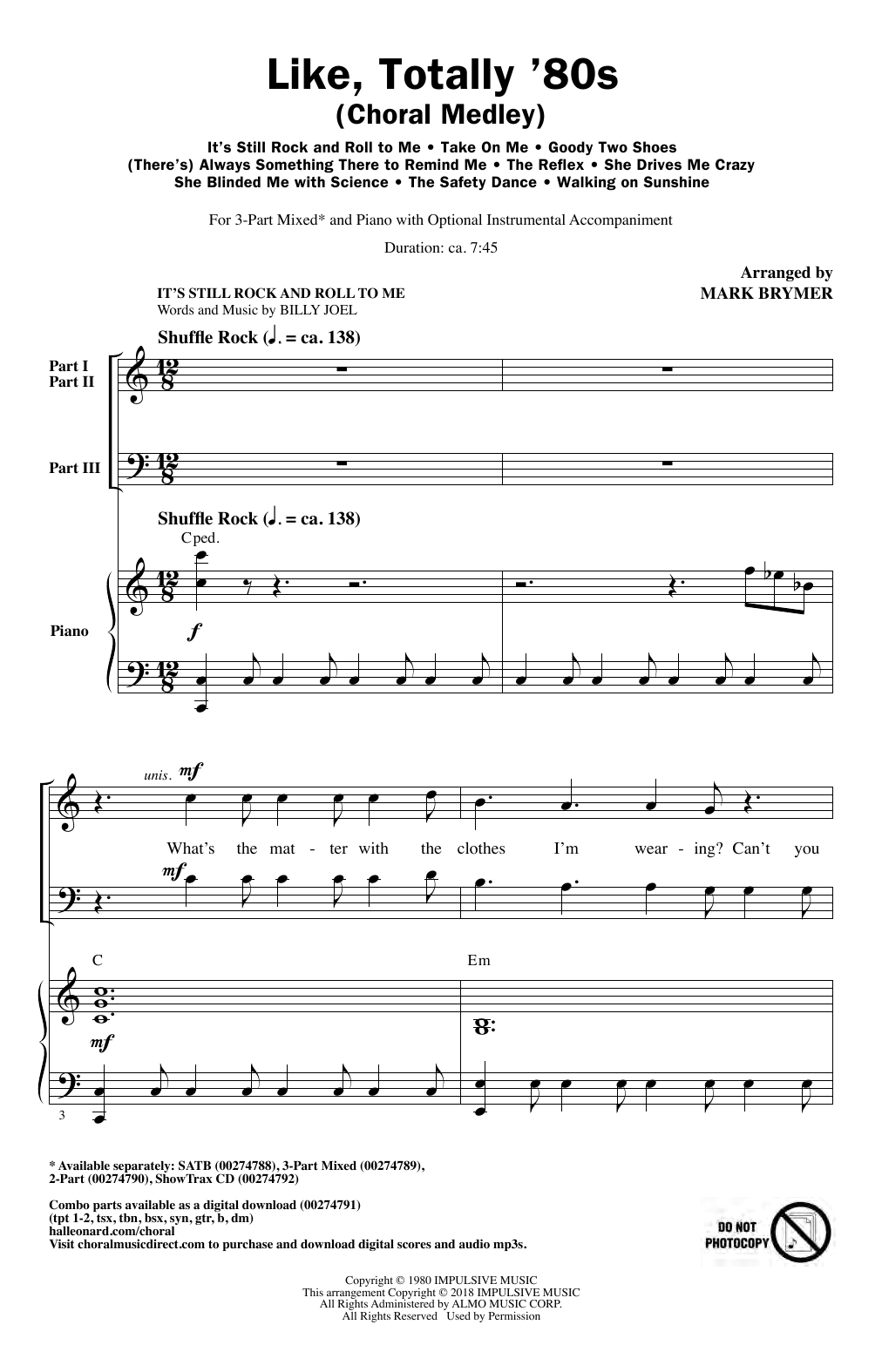 Download Various Like, Totally '80s (arr. Mark Brymer) Sheet Music and learn how to play 2-Part Choir PDF digital score in minutes
