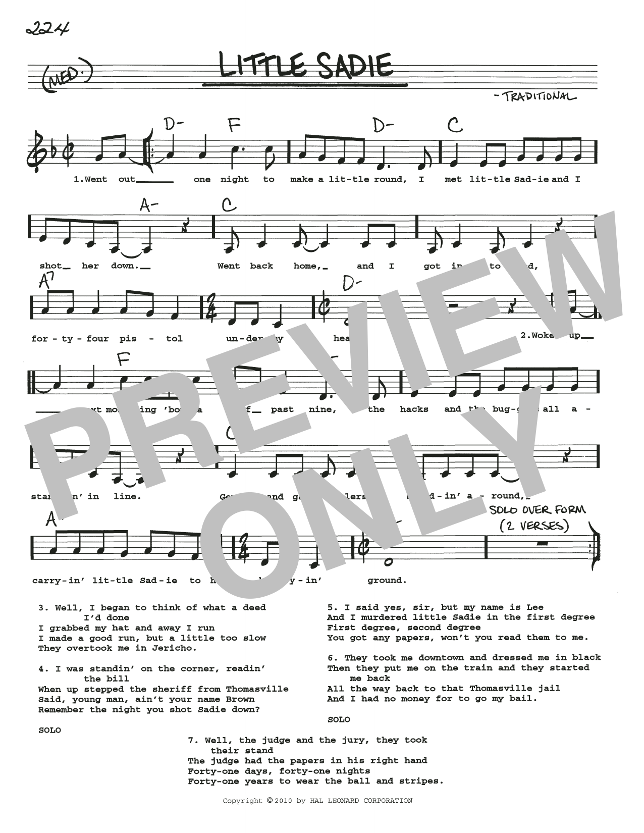 Download Various Little Sadie Sheet Music and learn how to play Real Book – Melody, Lyrics & Chords PDF digital score in minutes