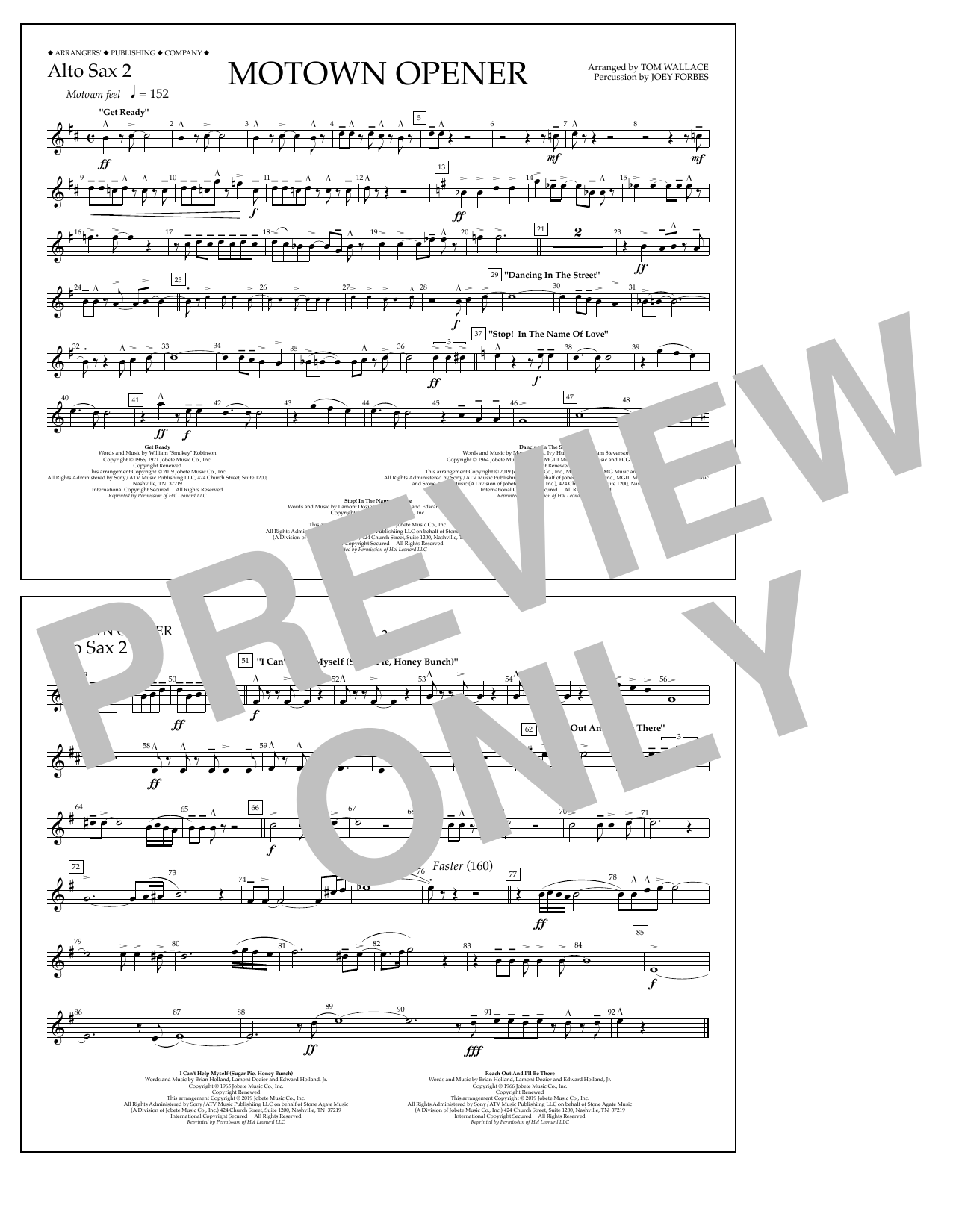 Download Various Motown Theme Show Opener (arr. Tom Wallace) - Alto Sax 2 Sheet Music and learn how to play Marching Band PDF digital score in minutes