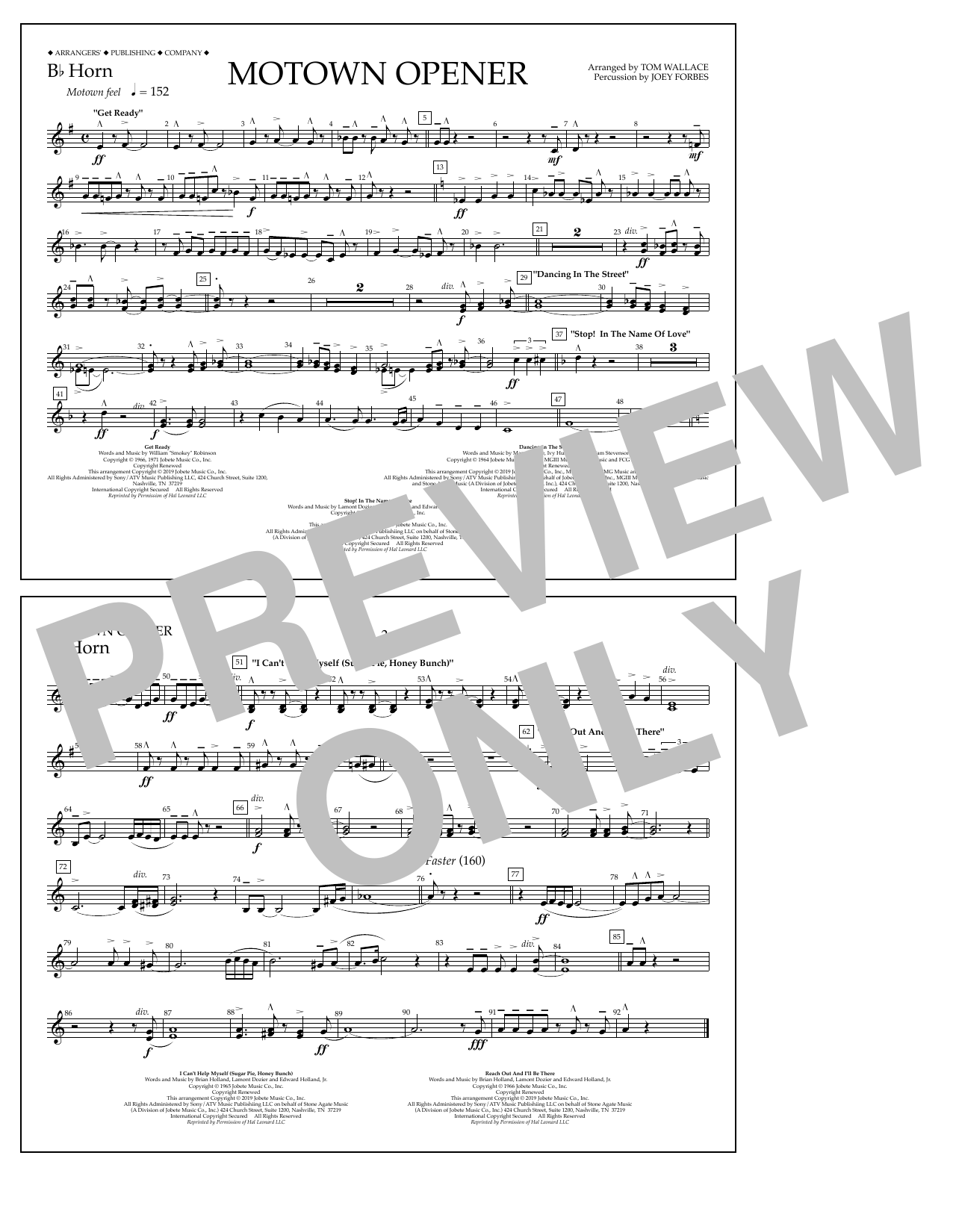 Download Various Motown Theme Show Opener (arr. Tom Wallace) - Bb Horn Sheet Music and learn how to play Marching Band PDF digital score in minutes