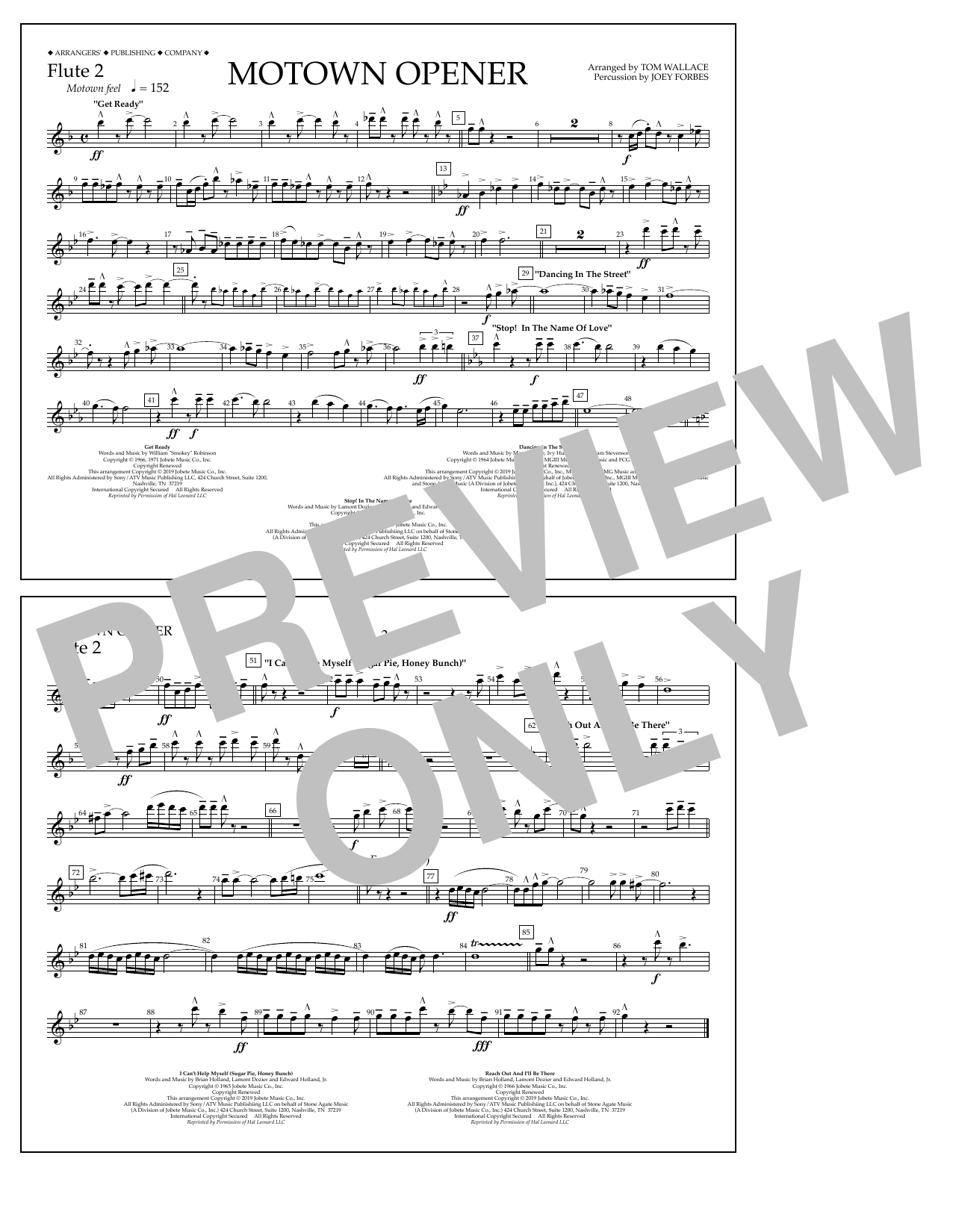 Download Various Motown Theme Show Opener (arr. Tom Wallace) - Flute 2 Sheet Music and learn how to play Marching Band PDF digital score in minutes