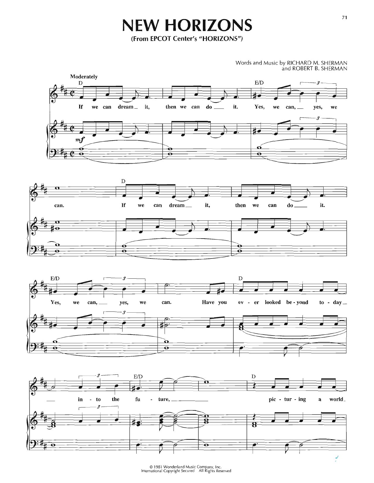 Download Various New Horizons Sheet Music and learn how to play Piano, Vocal & Guitar Chords (Right-Hand Melody) PDF digital score in minutes