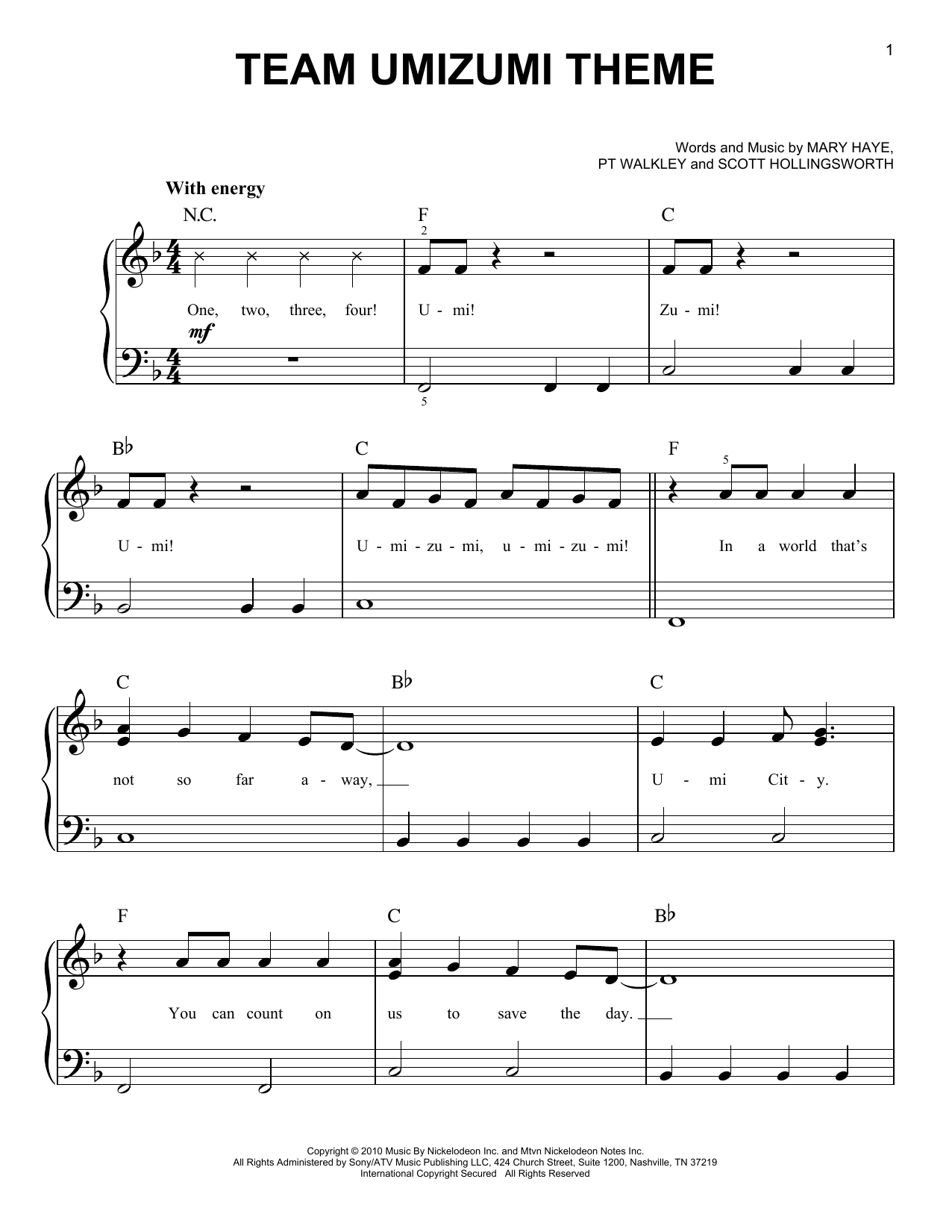 Download Various Team Umizumi Theme Sheet Music and learn how to play Easy Piano PDF digital score in minutes