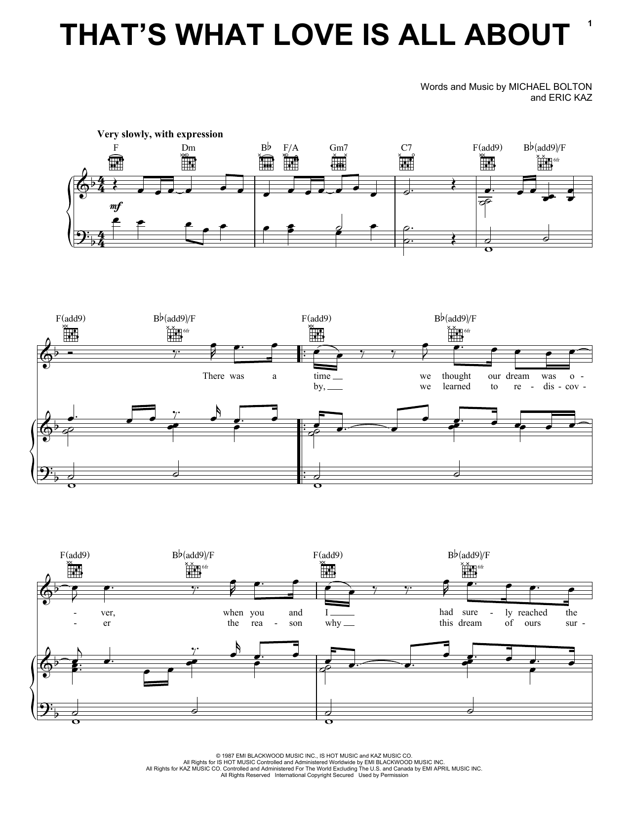 Download Various That's What Love Is All About Sheet Music and learn how to play Piano, Vocal & Guitar Chords (Right-Hand Melody) PDF digital score in minutes