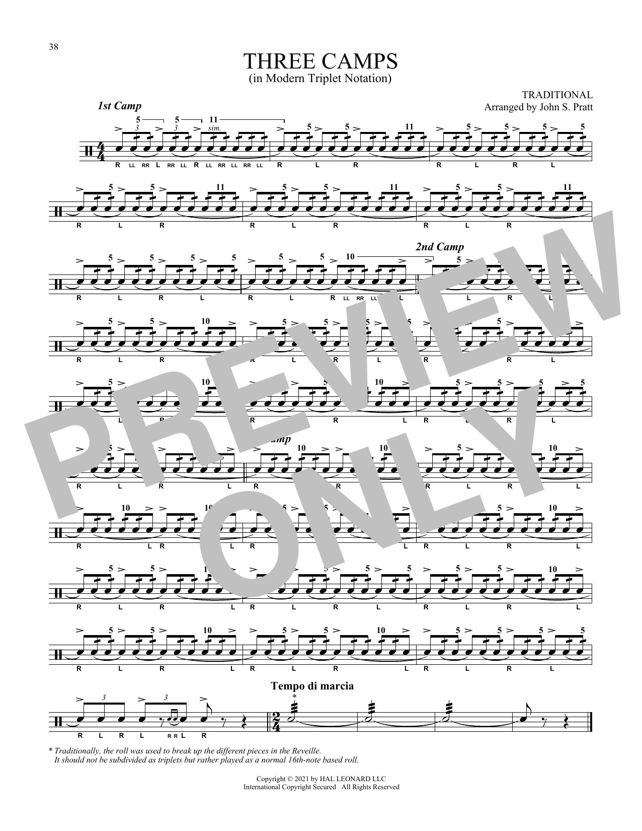 Download Various Three Camps Sheet Music and learn how to play Snare Drum Solo PDF digital score in minutes