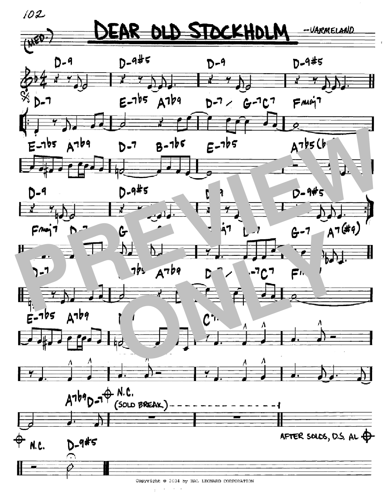Download Varmeland Dear Old Stockholm Sheet Music and learn how to play Real Book - Melody & Chords - C Instruments PDF digital score in minutes