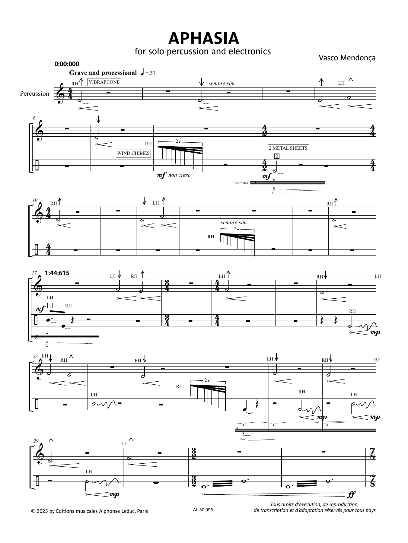 Download Vasco Mendonça Aphasia Sheet Music and learn how to play Percussion Solo PDF digital score in minutes