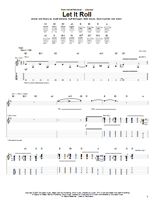 Download Velvet Revolver Let It Roll Sheet Music and learn how to play Guitar Tab PDF digital score in minutes