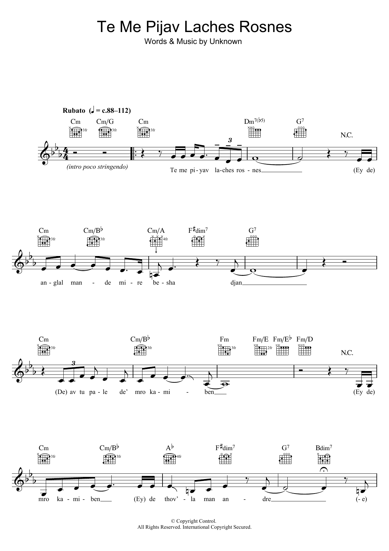 Download Vera Bila Te Me Pijav Lachness Rosnes Sheet Music and learn how to play Melody Line, Lyrics & Chords PDF digital score in minutes