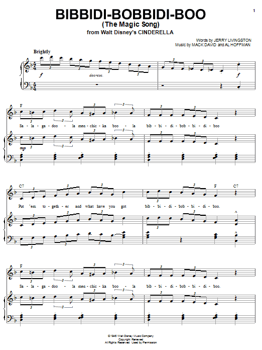 Download Jerry Livingston Bibbidi-Bobbidi-Boo (The Magic Song) Sheet Music and learn how to play Trombone PDF digital score in minutes