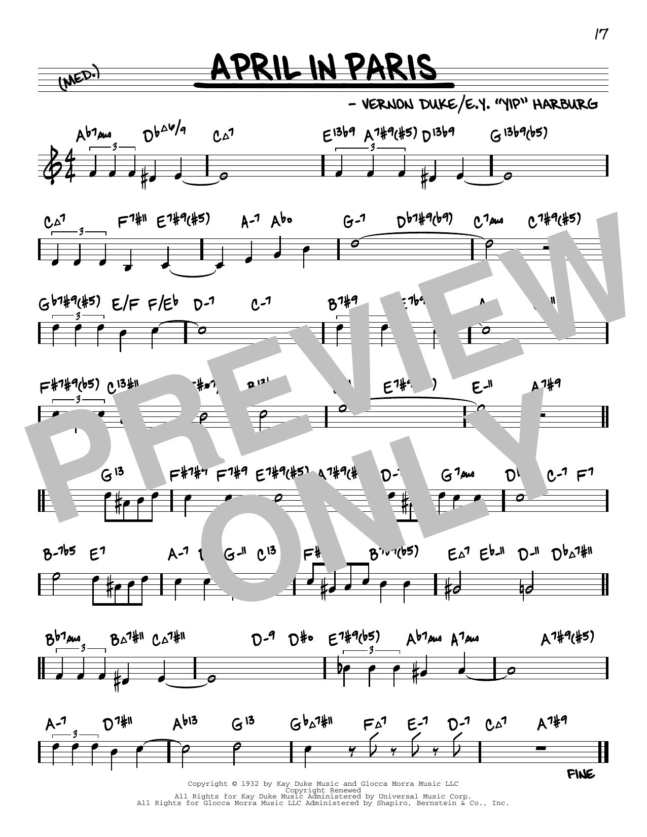 Download Vernon Duke April In Paris (arr. David Hazeltine) Sheet Music and learn how to play Real Book – Enhanced Chords PDF digital score in minutes