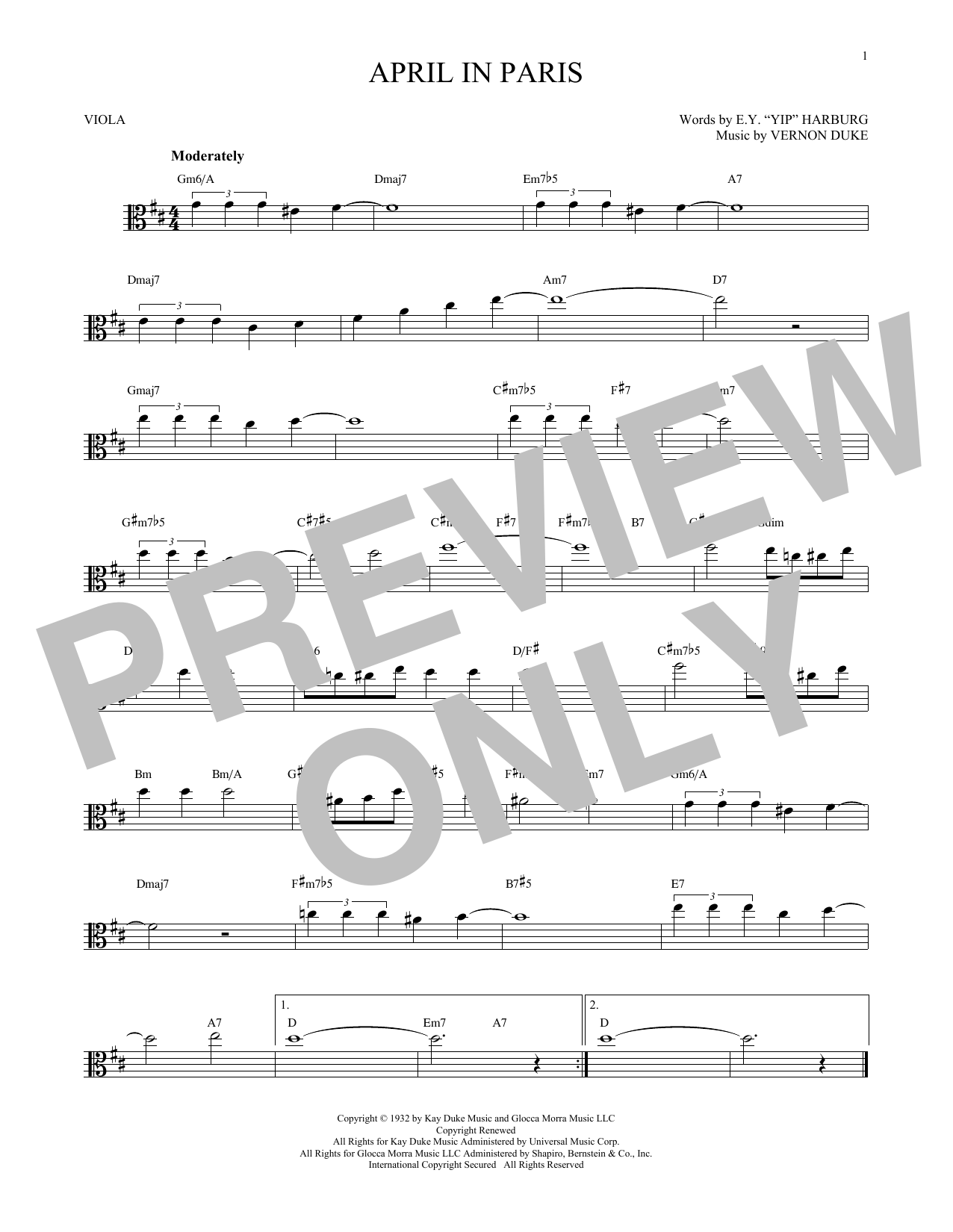 Download Vernon Duke April In Paris Sheet Music and learn how to play Clarinet PDF digital score in minutes