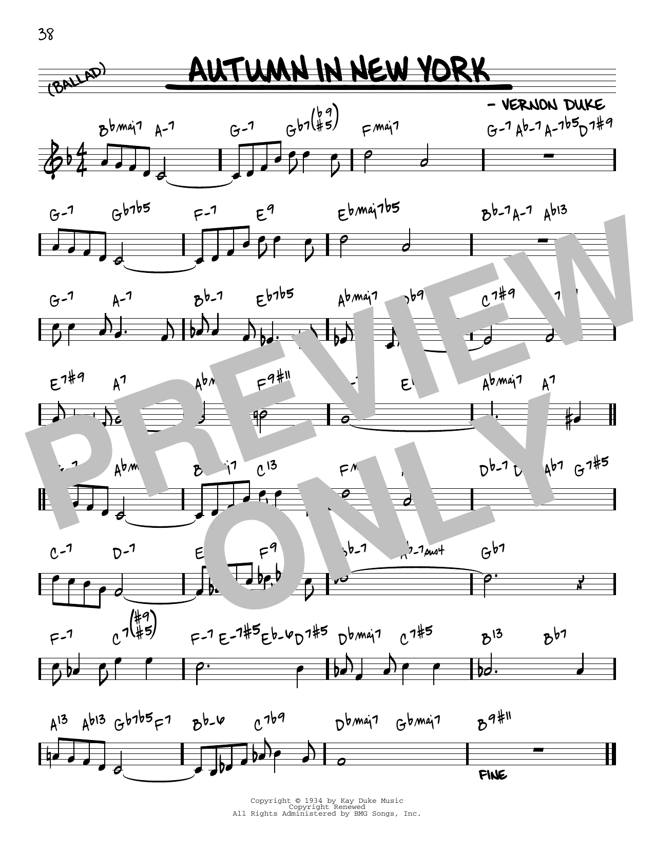 Download Vernon Duke Autumn In New York [Reharmonized version] (arr. Jack Grassel) Sheet Music and learn how to play Real Book – Melody & Chords PDF digital score in minutes
