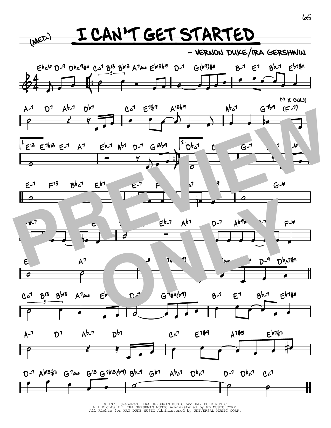 Download Vernon Duke I Can't Get Started (arr. David Hazeltine) Sheet Music and learn how to play Real Book – Enhanced Chords PDF digital score in minutes