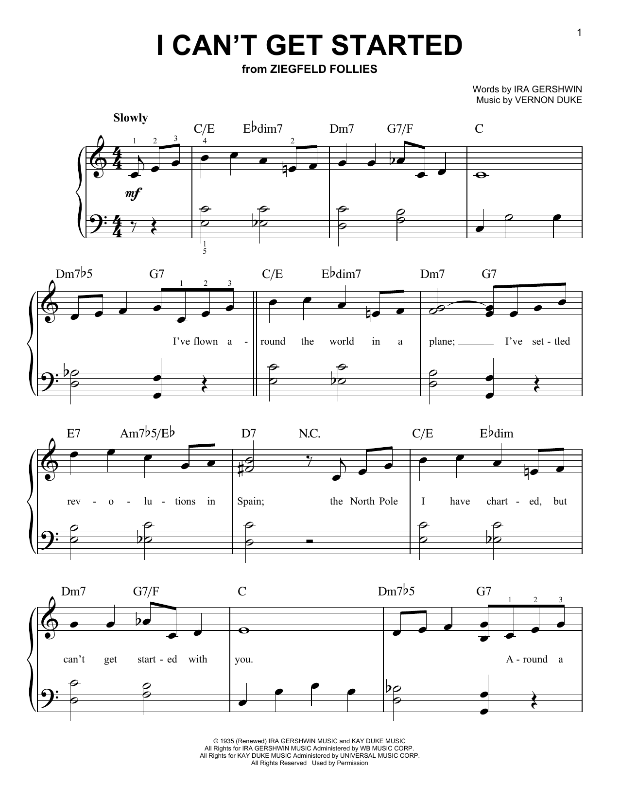 Download Vernon Duke I Can't Get Started Sheet Music and learn how to play Ukulele PDF digital score in minutes