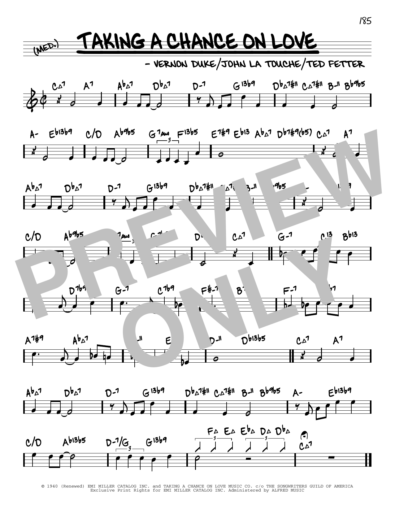 Download Vernon Duke Taking A Chance On Love (arr. David Hazeltine) Sheet Music and learn how to play Real Book – Enhanced Chords PDF digital score in minutes