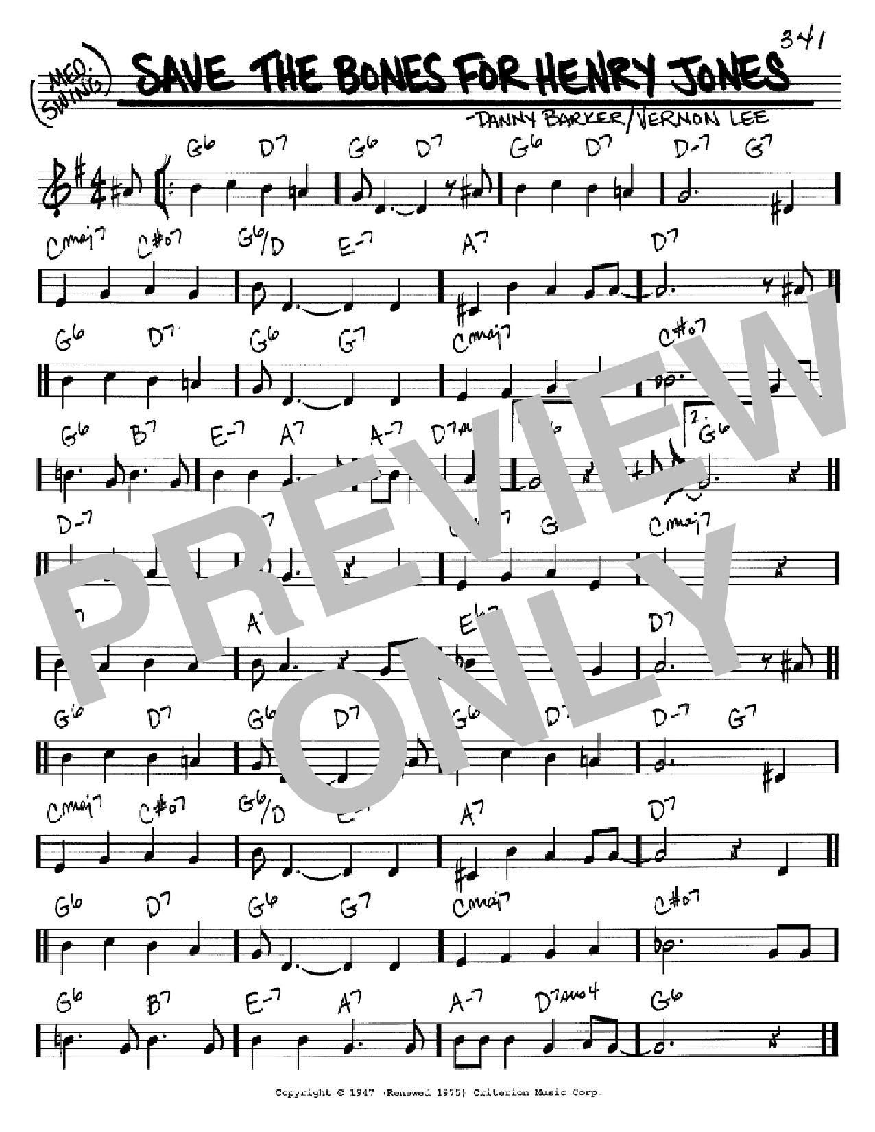 Download Vernon Lee Save The Bones For Henry Jones Sheet Music and learn how to play Real Book - Melody & Chords - C Instruments PDF digital score in minutes