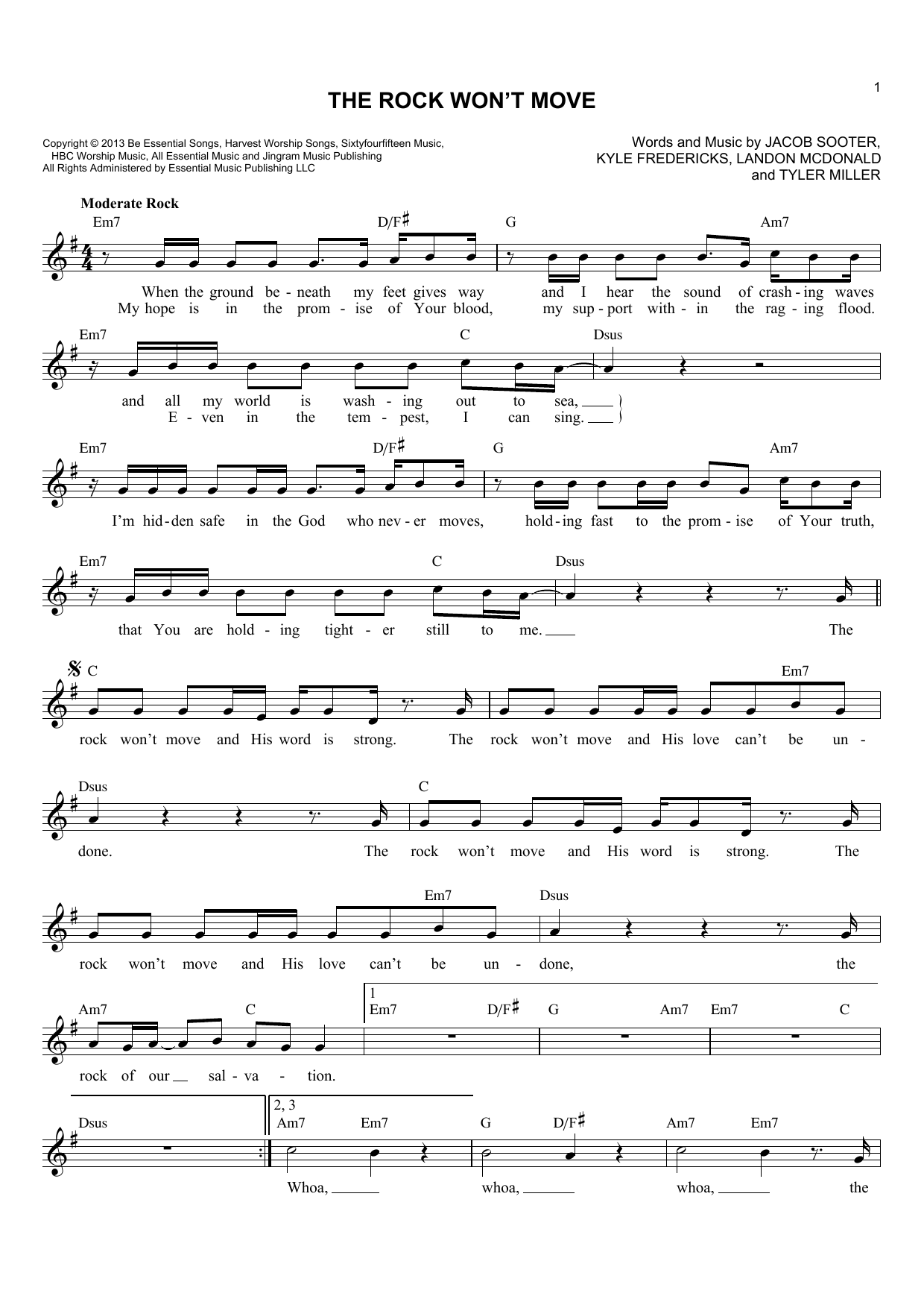 Download Tyler Miller The Rock Won't Move Sheet Music and learn how to play Lead Sheet / Fake Book PDF digital score in minutes