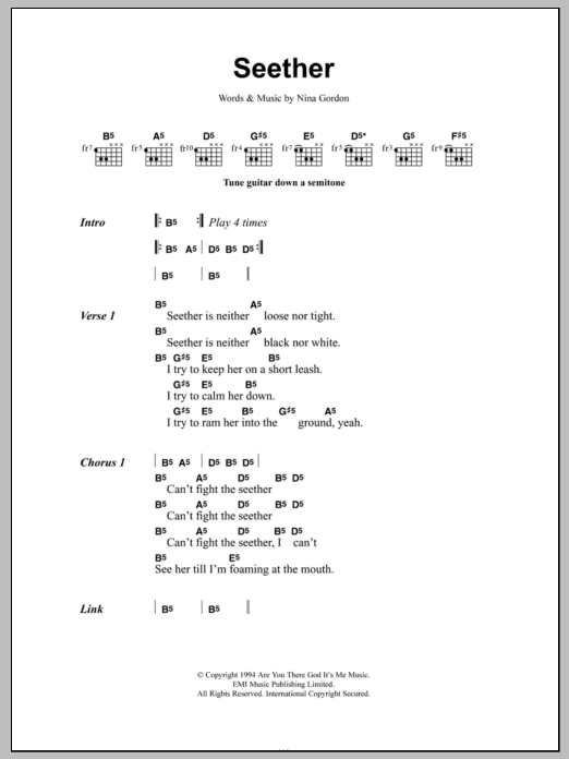 Download Veruca Salt Seether Sheet Music and learn how to play Lyrics & Chords PDF digital score in minutes