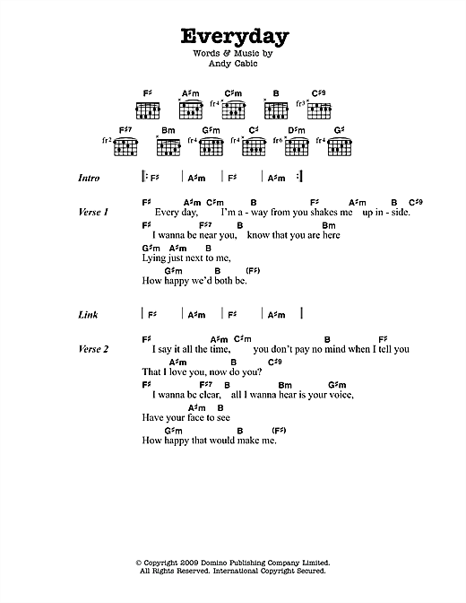 Download Vetiver Everyday Sheet Music and learn how to play Lyrics & Chords PDF digital score in minutes