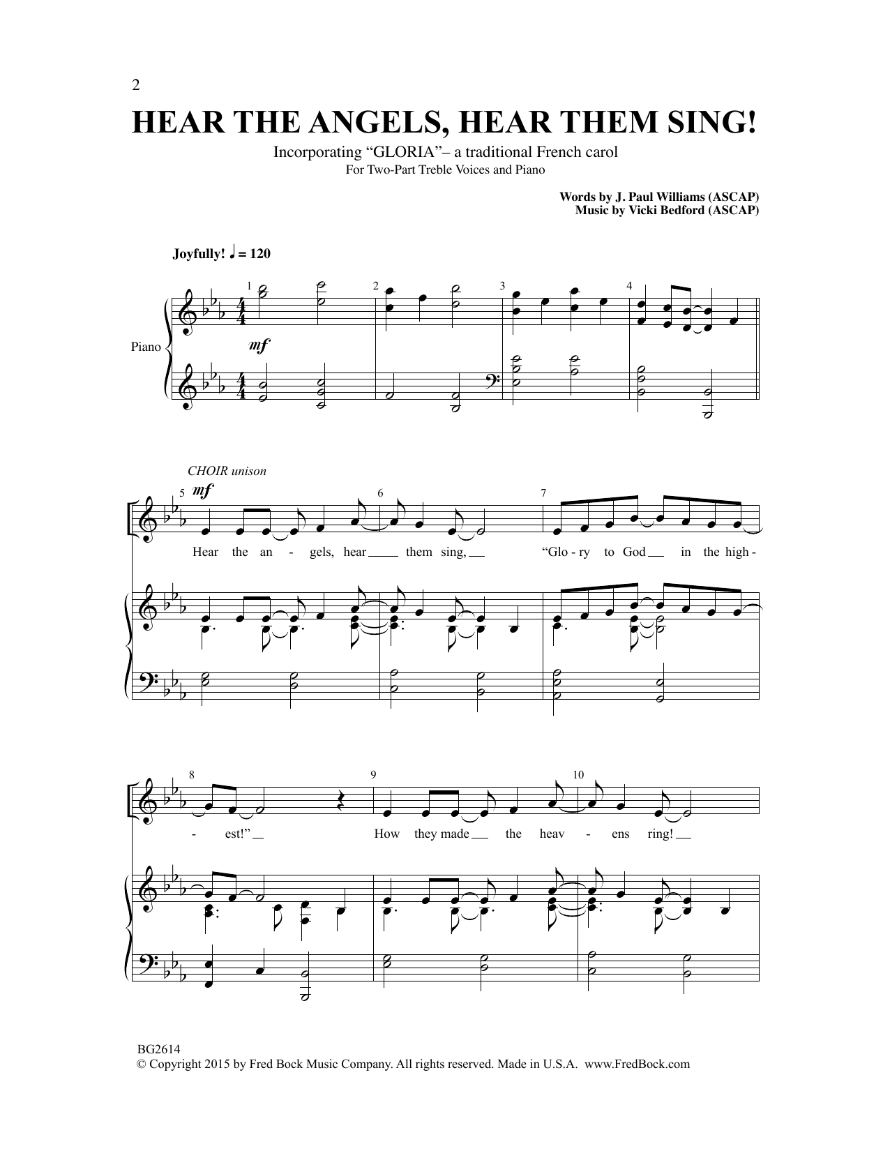 Download Vicki Bedford Hear The Angels, Hear Them Sing Sheet Music and learn how to play 2-Part Choir PDF digital score in minutes