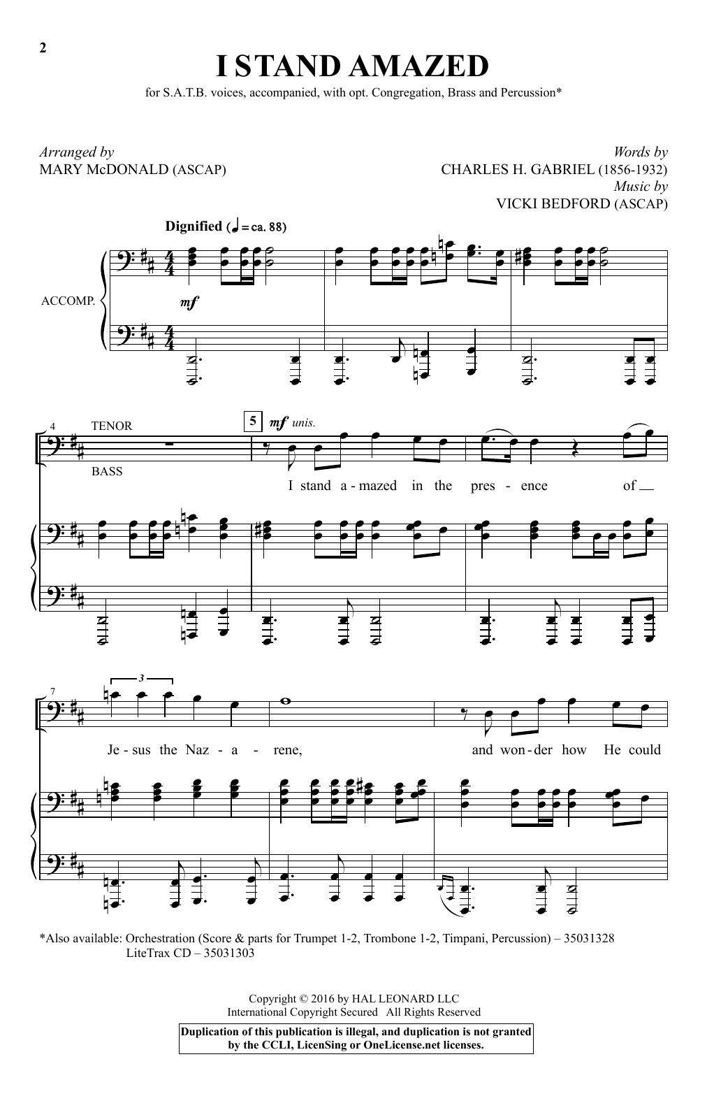 Download Mary McDonald I Stand Amazed Sheet Music and learn how to play SATB PDF digital score in minutes