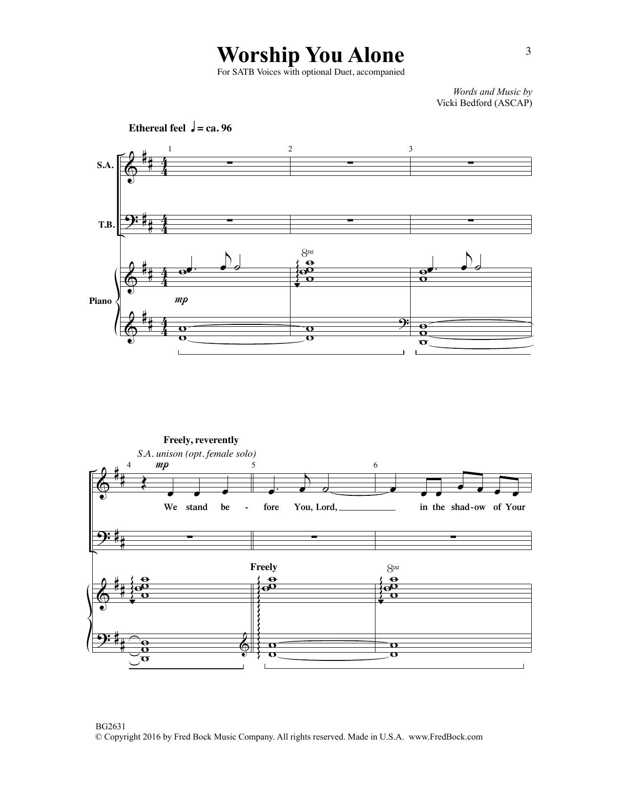 Download Vicki Bedford Worship You Alone Sheet Music and learn how to play SATB Choir PDF digital score in minutes