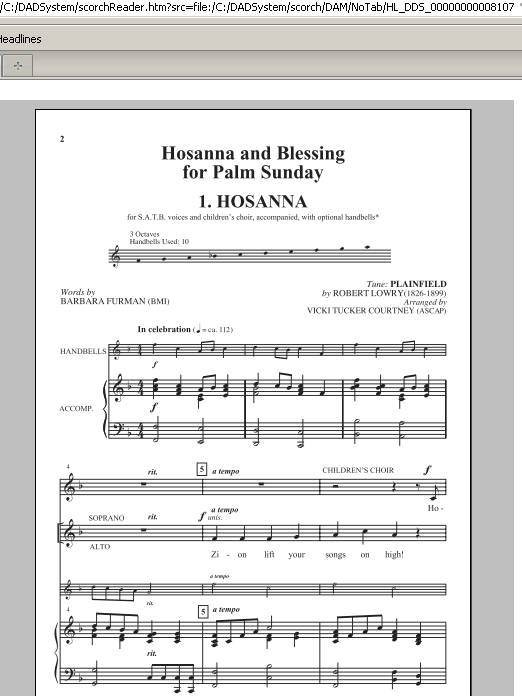 Download Robert Lowry Hosanna and Blessing for Palm Sunday (arr. Vicki Tucker Courtney) Sheet Music and learn how to play SATB PDF digital score in minutes