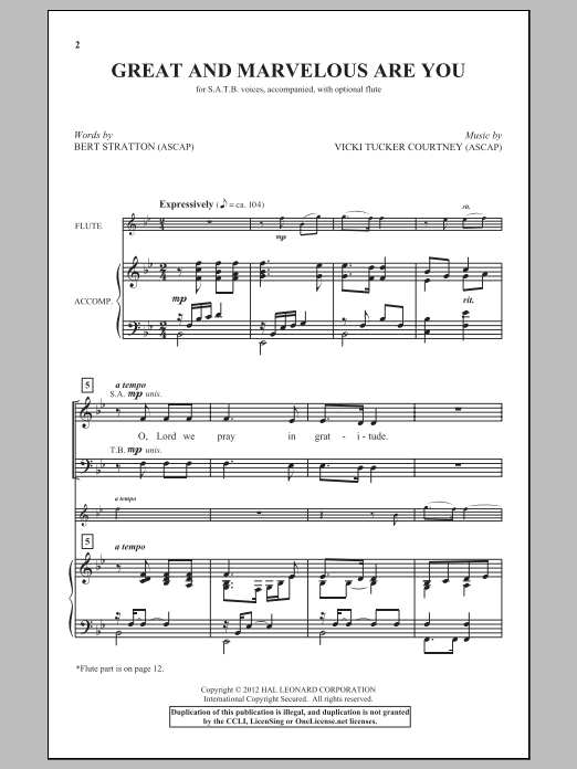 Download Vicki Tucker Courtney Great And Marvelous Are You Sheet Music and learn how to play SATB PDF digital score in minutes