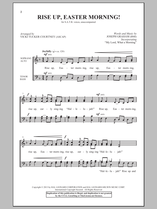 Download Vicki Tucker Courtney Rise Up, Easter Morning! Sheet Music and learn how to play SATB PDF digital score in minutes