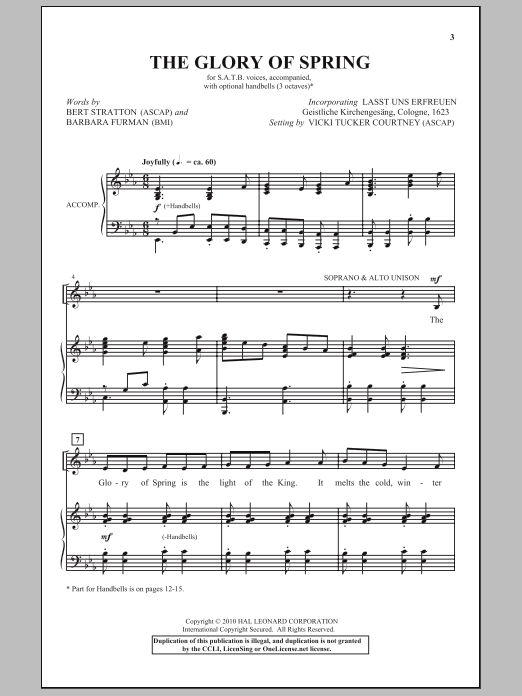 Download Vicki Tucker Courtney The Glory Of Spring Sheet Music and learn how to play SATB Choir PDF digital score in minutes