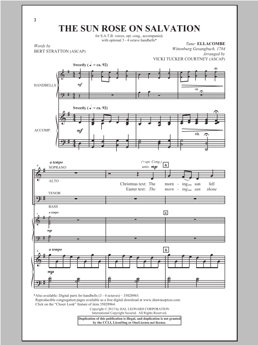 Download Vicki Tucker Courtney The Sun Rose On Salvation Sheet Music and learn how to play Percussion PDF digital score in minutes