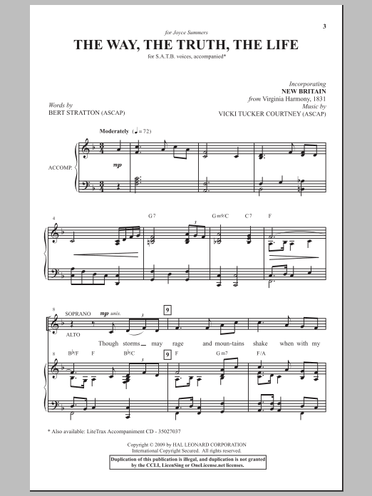 Download Vicki Tucker Courtney The Way, The Truth, The Life Sheet Music and learn how to play SATB Choir PDF digital score in minutes