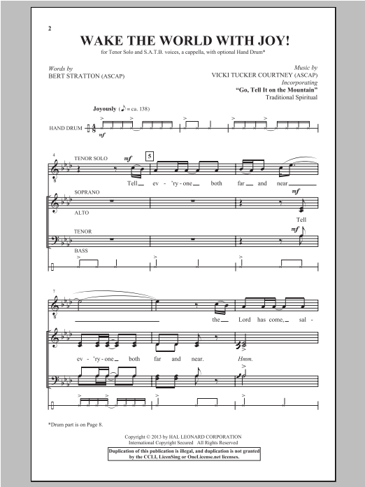 Download Vicki Tucker Courtney Wake The World With Joy! Sheet Music and learn how to play Choral PDF digital score in minutes