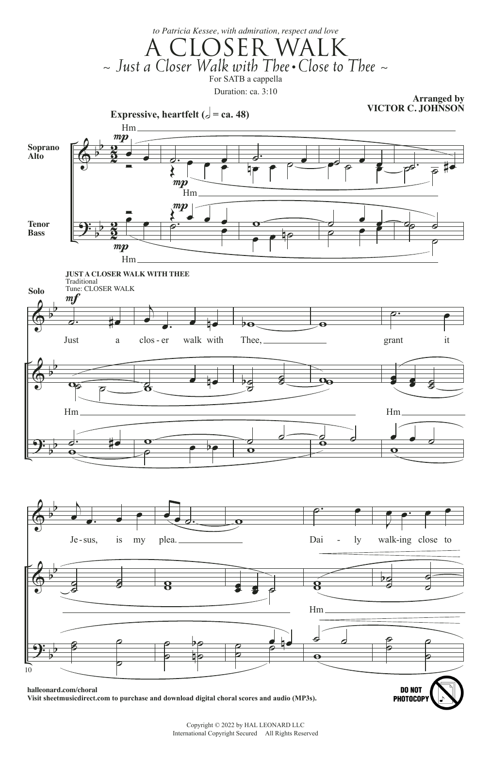 Download Victor C. Johnson A Closer Walk Sheet Music and learn how to play SATB Choir PDF digital score in minutes
