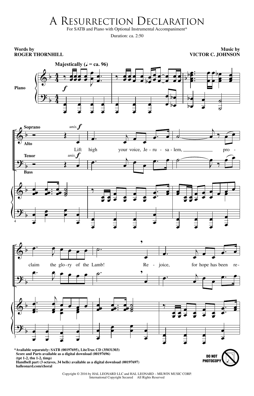 Download Victor C. Johnson A Resurrection Declaration Sheet Music and learn how to play SATB PDF digital score in minutes