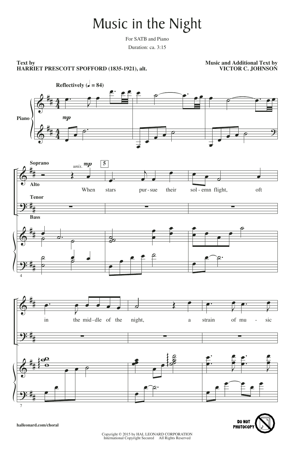 Download Victor Johnson Music In The Night Sheet Music and learn how to play SATB PDF digital score in minutes